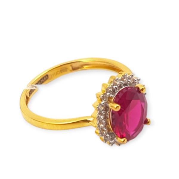 Amazing Gold Ring in Beautiful Design with Ruby and Zerkons